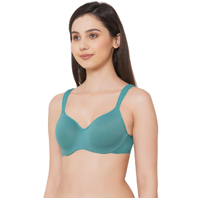 Fashionable lace bras for trendy looks-Padded Wired Full Coverage Seamless Cups Sweetheart Neckline Bra-CB-130