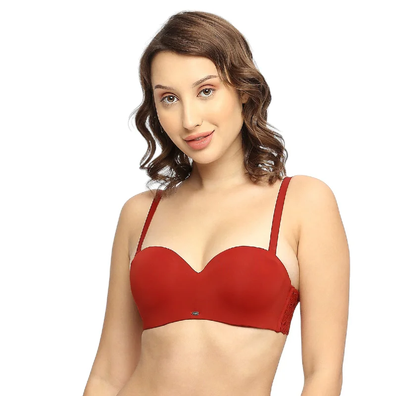 Breathable sports bras for running-Padded Wired Medium Coverage Strapless Halter Neck Multiway Lace Bra FB-551 Breathable sports bras for running-Padded Wired Medium Coverage Strapless Halter Neck Multiway Lace Bra FB-551