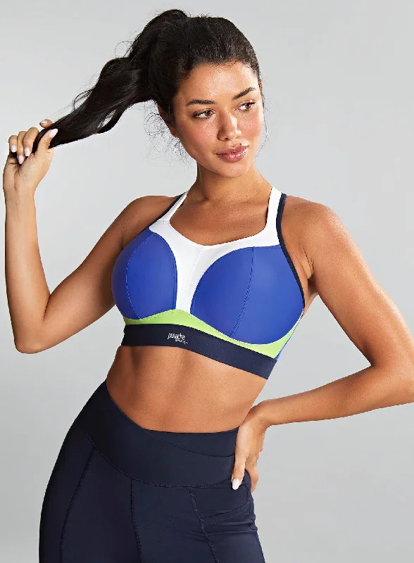 Affordable high-support sports bras-Panache Sport: Boundless Moulded Non Wired Sports Bra Blue