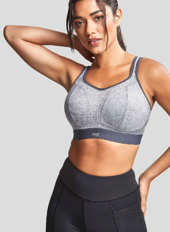 Sports bras for strenuous physical activities-Panache Sport: Boundless Moulded Non Wired Sports Bra With Band Charcoal Marl Sports bras for strenuous physical activities-Panache Sport: Boundless Moulded Non Wired Sports Bra With Band Charcoal Marl