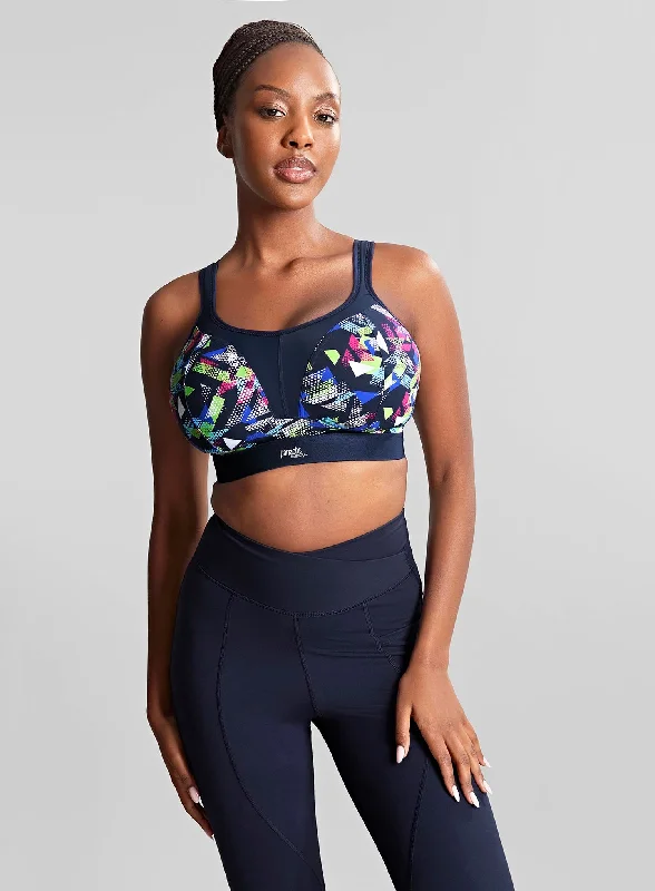 Medium support sports bras for comfort-Panache Sport: Boundless Moulded Non Wired Sports Bra With Band Graphic Print