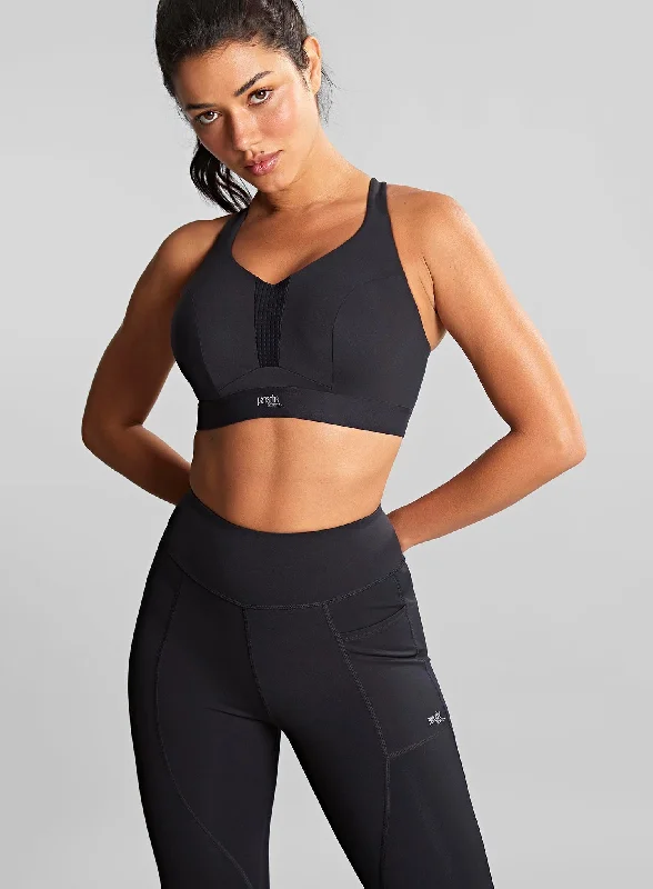 Seamless high-support sports bras-Panache Sport: Endurance Non Padded Wired Sports Bra Black