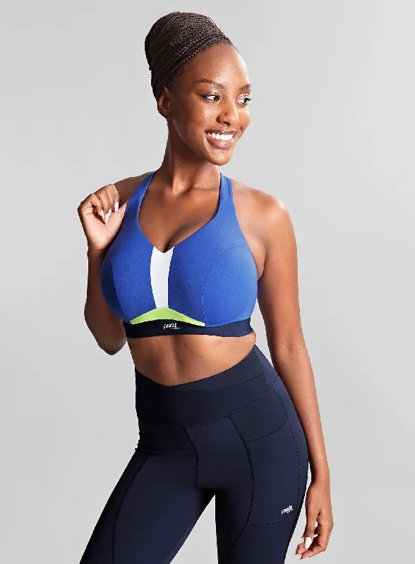 Sports bras with firm support-Panache Sport: Endurance Non Padded Wired Sports Bra Blue