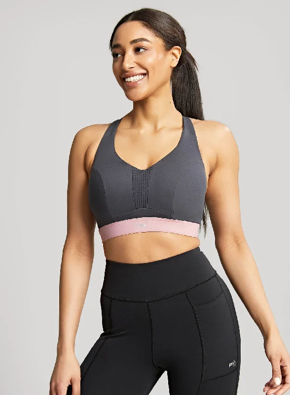 Compression sports bras for support-Panache Sport: Endurance Non Padded Wired Sports Bra Charcoal