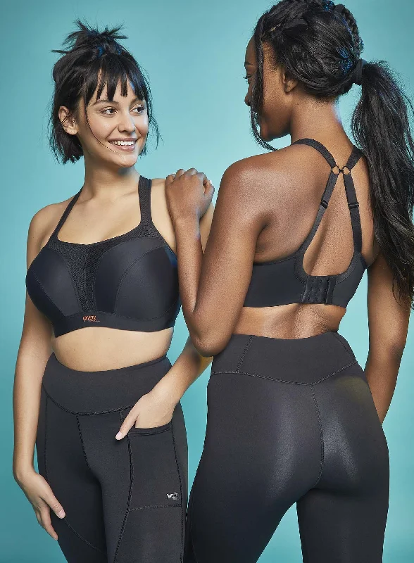 Sports bras with mesh panels for ventilation-Panache Sport: Power Moulded Sports Bra Black