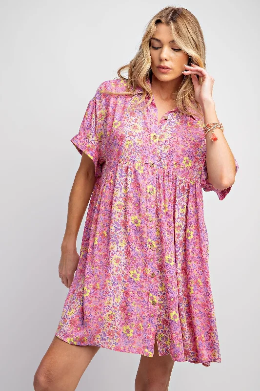 Nursing bras with a focus on comfort during long drives and road trips with a baby during breastfeeding-Pink Floral Button Down Dress Nursing bras with a focus on comfort during long drives and road trips with a baby during breastfeeding-Pink Floral Button Down Dress