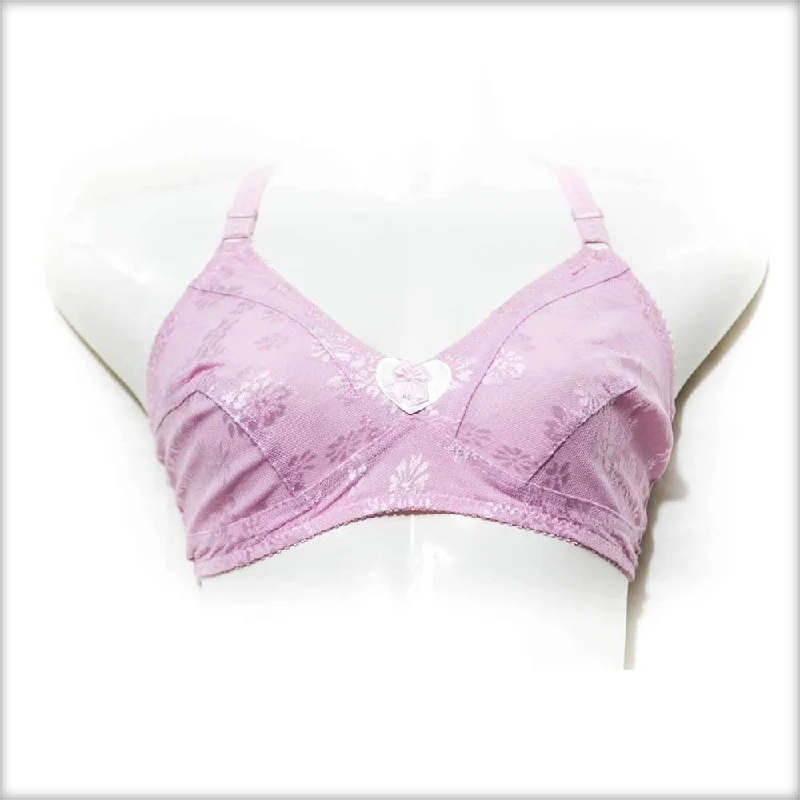Non wired bras for women who prefer a comfortable fit for depression management-Pink Non Padded Net Bra Non wired bras for women who prefer a comfortable fit for depression management-Pink Non Padded Net Bra