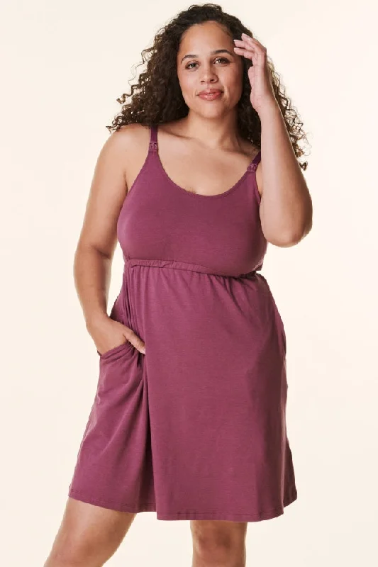 Maternity bras suitable for women with different skin types and sensitivities during breastfeeding-Plum Bravado Drop Front Nursing Dress Maternity bras suitable for women with different skin types and sensitivities during breastfeeding-Plum Bravado Drop Front Nursing Dress