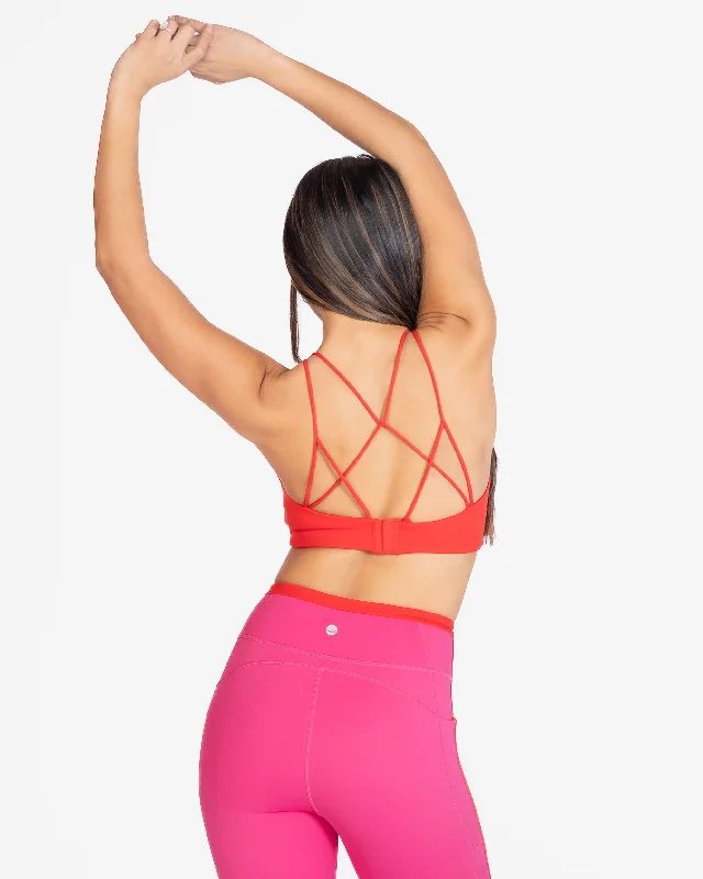 Full-support sports bras for outdoor activities-Ready Set Sports Bra - Heartthrob