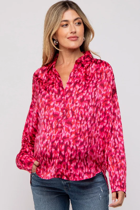 Maternity and nursing bras made from organic materials-Red Abstract Animal Print Maternity Blouse