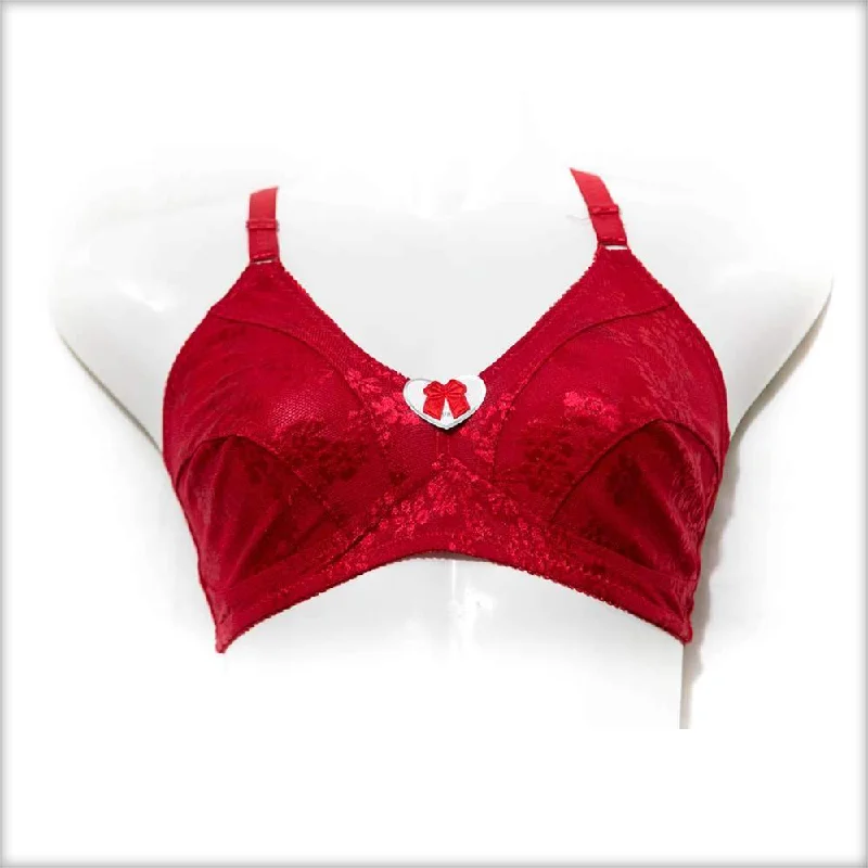 Non wired bras for women who prioritize comfort during loving living practices-Red Non Padded Net Bra Non wired bras for women who prioritize comfort during loving living practices-Red Non Padded Net Bra