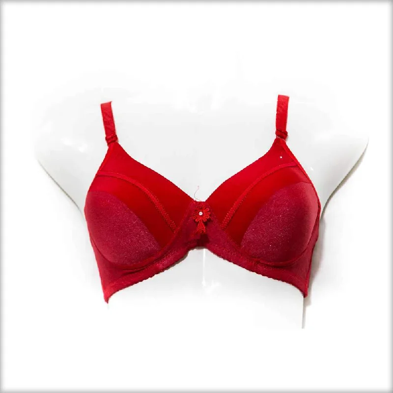 Wireless bras with a focus on comfort during caring living routines-Red Single Padded Bra Wireless bras with a focus on comfort during caring living routines-Red Single Padded Bra