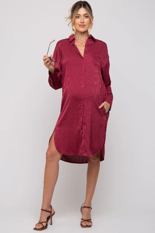 Maternity bras suitable for women with larger busts and extra support during postpartum recovery and breastfeeding-Red Striped Maternity Shirt Dress Maternity bras suitable for women with larger busts and extra support during postpartum recovery and breastfeeding-Red Striped Maternity Shirt Dress