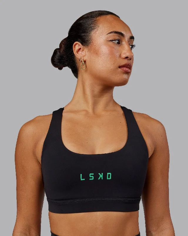 Affordable high-support sports bras-Rep Sports Bra - Black-Impact Green