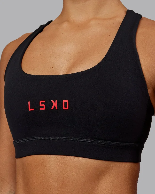 Sports bras for women with sensitive skin-Rep Sports Bra - Black-Scarlet
