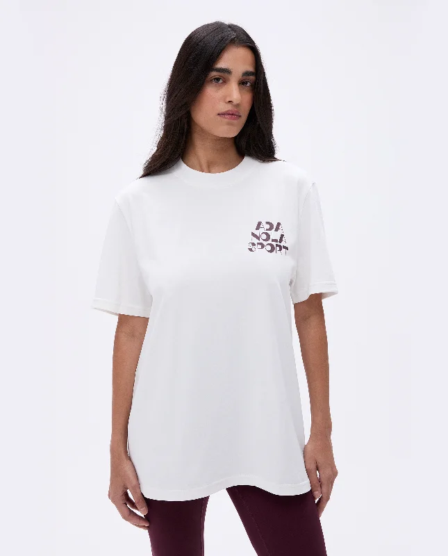 Padded sports bras for extra support-Retro Oversized Short Sleeve T-shirt - White/Dark Cherry