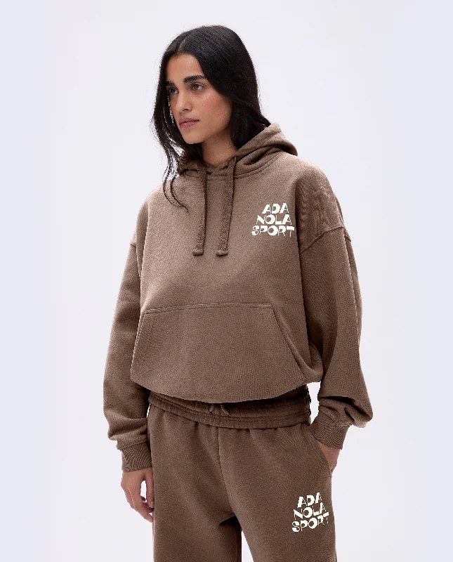 Sports bras for every day exercise-Retro Relaxed Hoodie - Pebble Brown/Marshmallow White