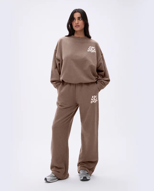 Affordable sports bras for women-Retro Straight Leg Sweatpants - Pebble Brown/Marshmallow White Affordable sports bras for women-Retro Straight Leg Sweatpants - Pebble Brown/Marshmallow White