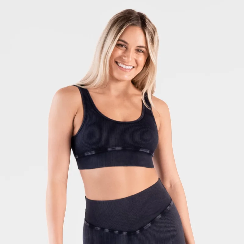 Breathable sports bras for summer-Ribbed Seamless Bra - Snow Wash Graphite - FINAL SALE