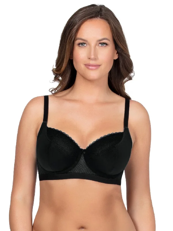 Maternity bras for breastfeeding mothers-Romina Unlined Wire Bra - Black - P5522