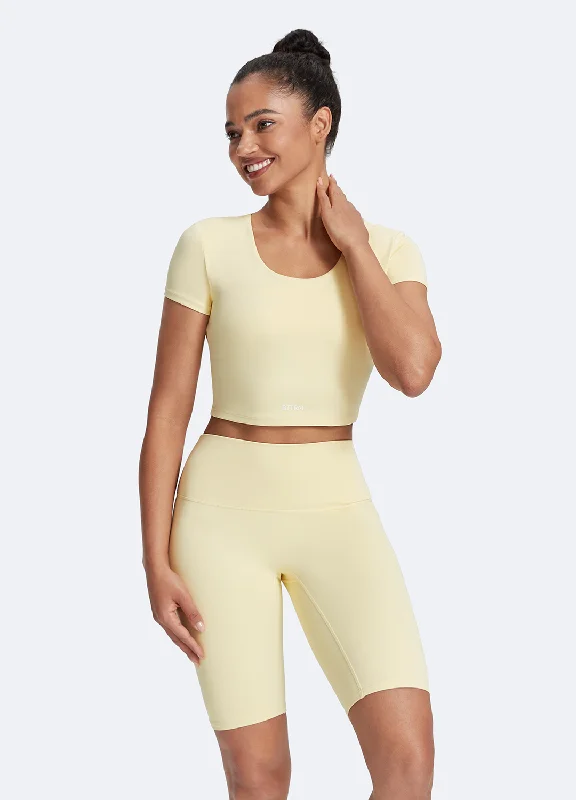 High support sports bras for running-Round Neck Crop Top