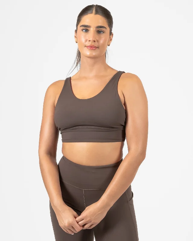 Sports bras for strenuous physical activities-4-in-1 Salutation Sports Bra - Mulberry/Espresso - FINAL SALE