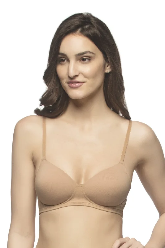Soft cup bras for gentle support-Carefree Casuals Padded Non-Wired T-Shirt Bra - Sandalwood Soft cup bras for gentle support-Carefree Casuals Padded Non-Wired T-Shirt Bra - Sandalwood