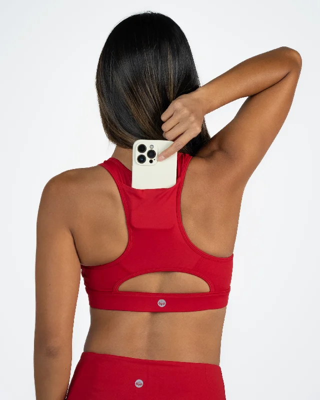 Sports bras for running and marathons-Sarah Sports Bra - Cherry