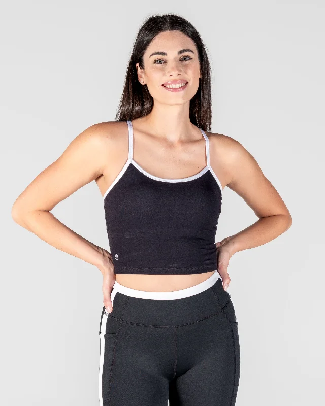 Racerback sports bras for active women-Sculpt Ava Crop Top - Black & White