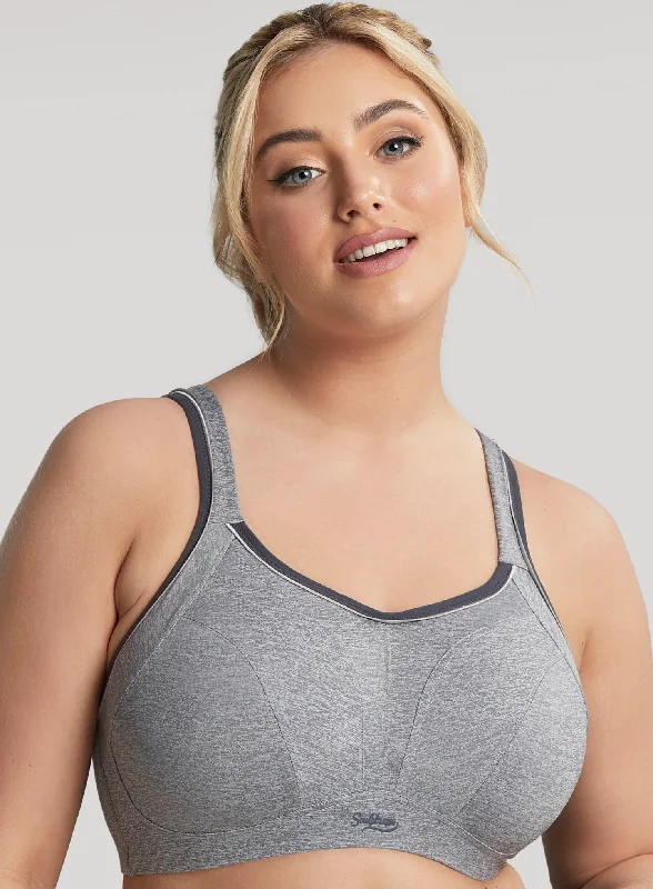 Sports bras for cycling and biking-Sculptresse: Activate Non Padded Sports Bra Charcoal Marl Sports bras for cycling and biking-Sculptresse: Activate Non Padded Sports Bra Charcoal Marl