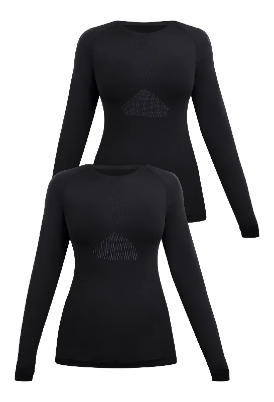 Compression sports bras for long runs-Seamless Long Sleeve Active Top - 2 Pack