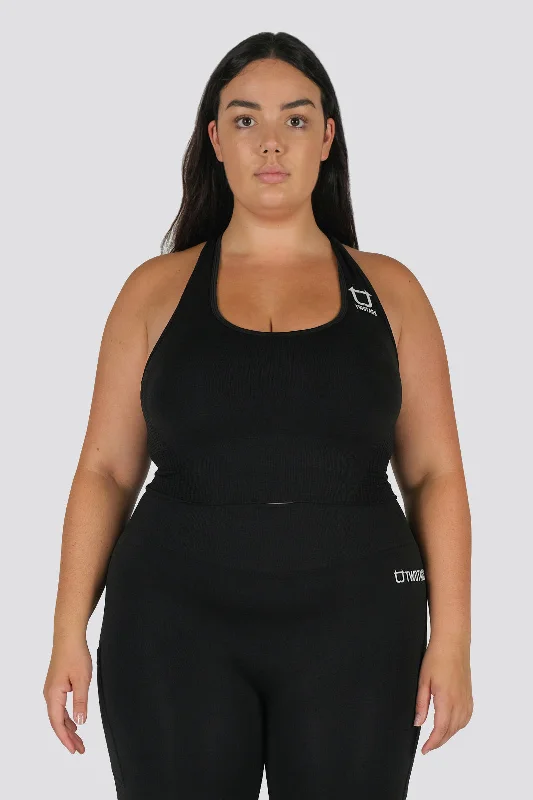 Full-support sports bras for outdoor activities-Seamless Power Sports Bra - Black