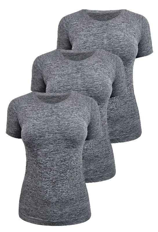 Soft-touch sports bras for comfort-Seamless Short Sleeve Active Tee - 3 Pack