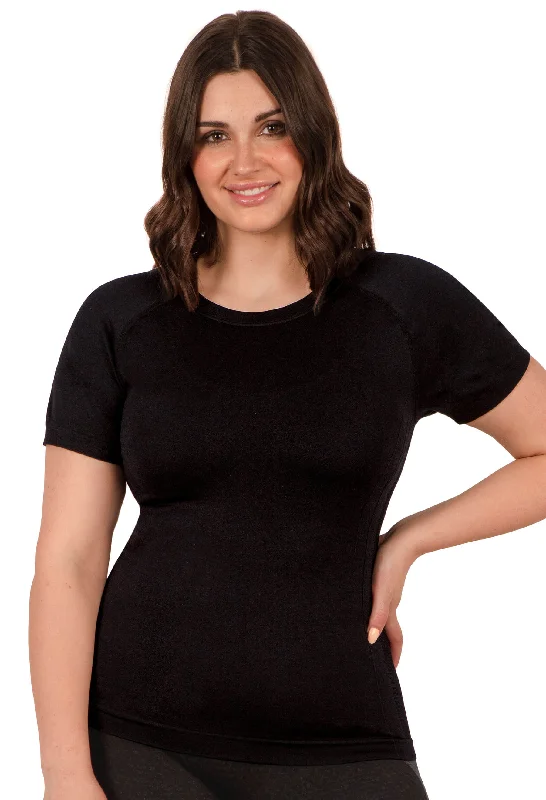 Sports bras for sports activities-Seamless Short Sleeve Active Tee