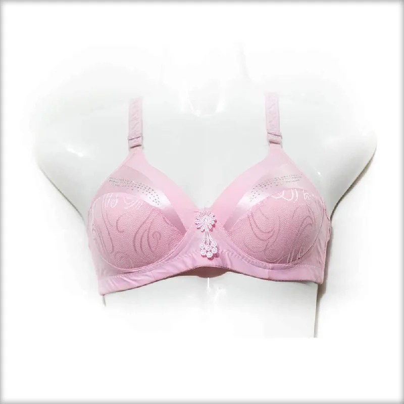 Non wired bras for women who prioritize comfort during minimalist living practices-Single Padded Imported Bra Light Pink