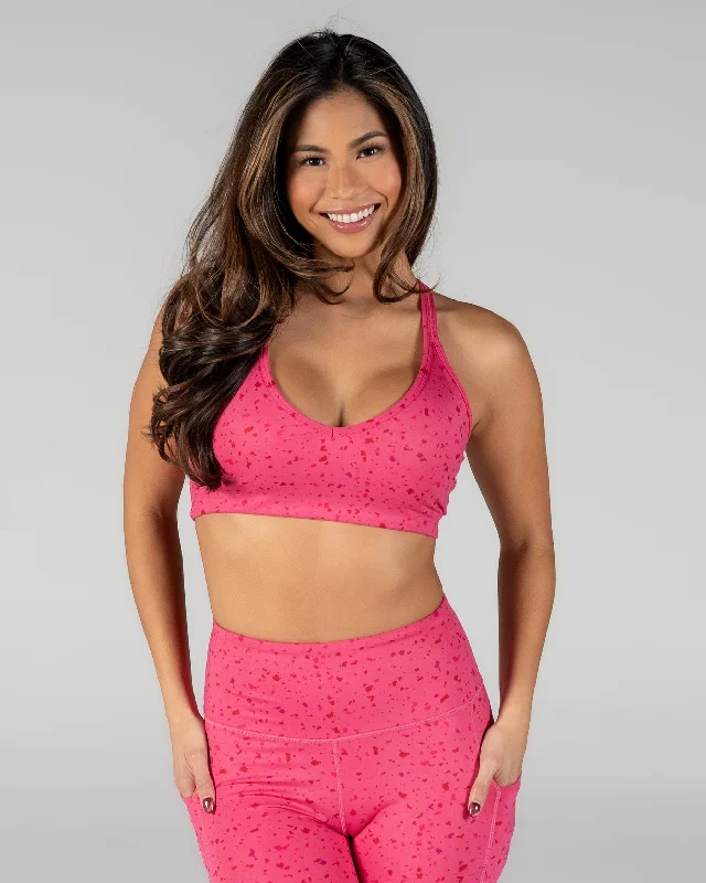 Sports bras for women with fuller figures-Skin Move Bra - Hibiscus Terrazzo