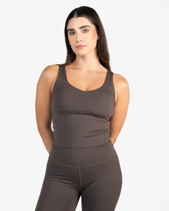 Sports bras with adjustable straps-Skin Shakti Tank (Mid-Length) - Espresso
