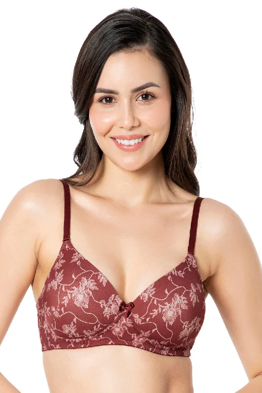 Eco-friendly bras for sustainable fashion-Smooth Charm Padded Non-Wired T-Shirt Bra - Filigree Print