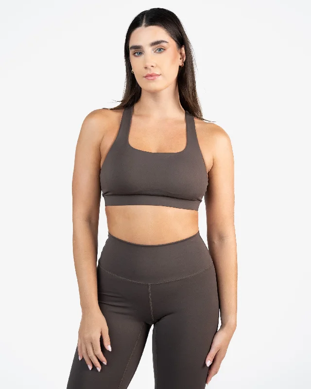 Sports bras for summer workout wear-Square Neck Bra - Espresso