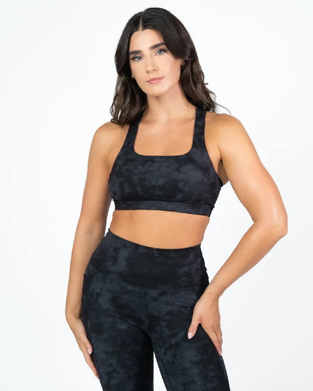 Sports bras for active outdoor sports-Square Neck Bra - Onyx Tie Dye