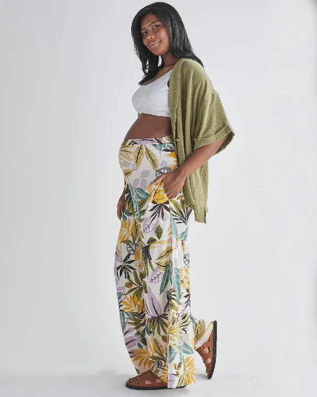 Nursing bras with a focus on comfort during hot summer days and outdoor activities-Stacie Wide Leg Maternity Ruffled Pants in Green Flora Nursing bras with a focus on comfort during hot summer days and outdoor activities-Stacie Wide Leg Maternity Ruffled Pants in Green Flora