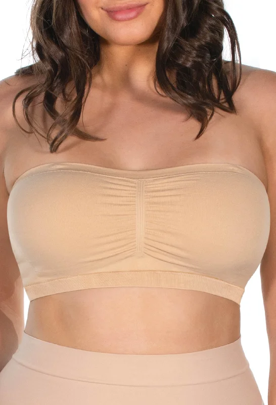 Lightweight bras for hot climates-Strapless Support Bandeau with Rib Band