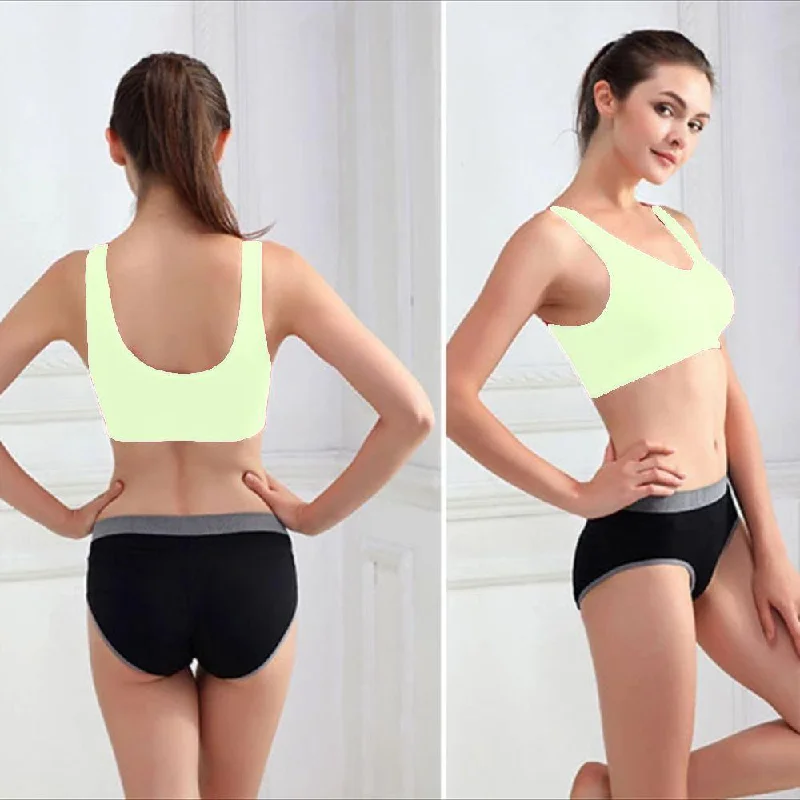 Wireless bras with a focus on comfort during efficient living routines-Stretchable Sports Bra - Aire Bra - 2B-102 - Light Green Wireless bras with a focus on comfort during efficient living routines-Stretchable Sports Bra - Aire Bra - 2B-102 - Light Green