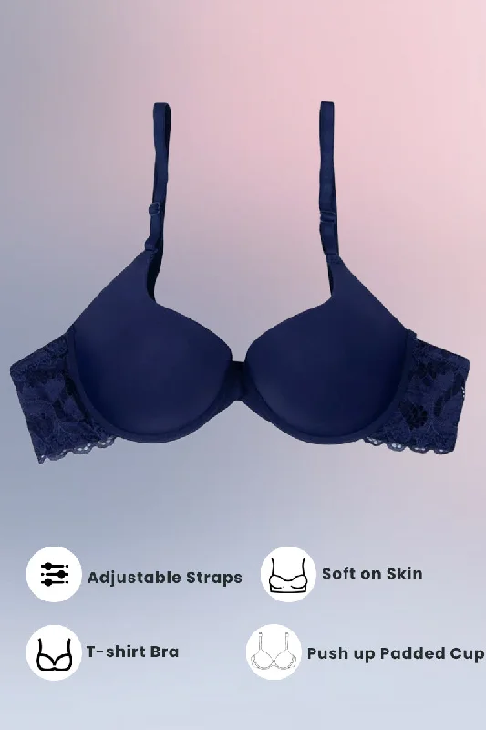 Underwire bras for structured support-Blue Sugar Lacy Bra