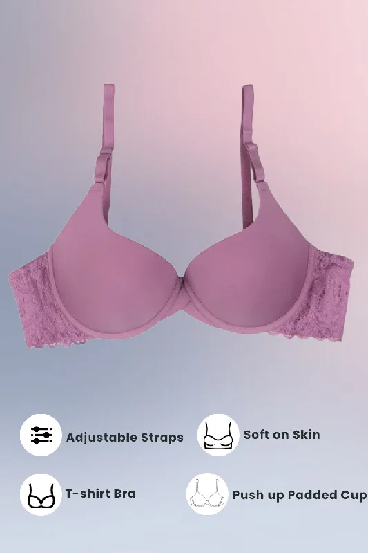 Strapless bras for off-shoulder tops-Tea Pink Sugar Lacy Bra