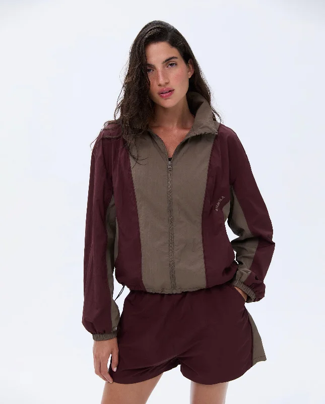 Best seamless sports bras for comfort-Track Jacket - Burgundy/Cocoa Brown