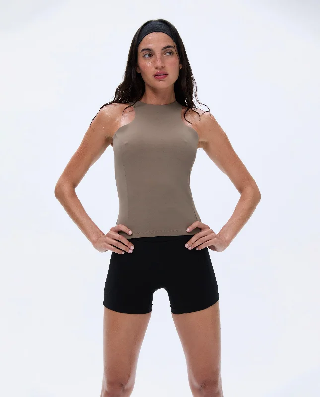 High-support bras for strenuous activities-Ultimate Racer Back Longline Top - Cocoa Brown
