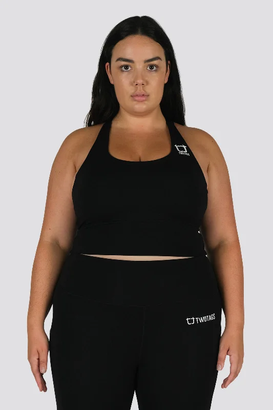 Sports bras for casual workout wear-Vibe X Supportive Cropped Tank - Black