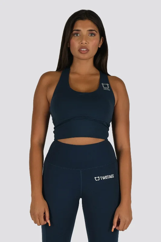 Lightweight and breathable sports bras-Vibe X Supportive Cropped Tank - Ocean blue