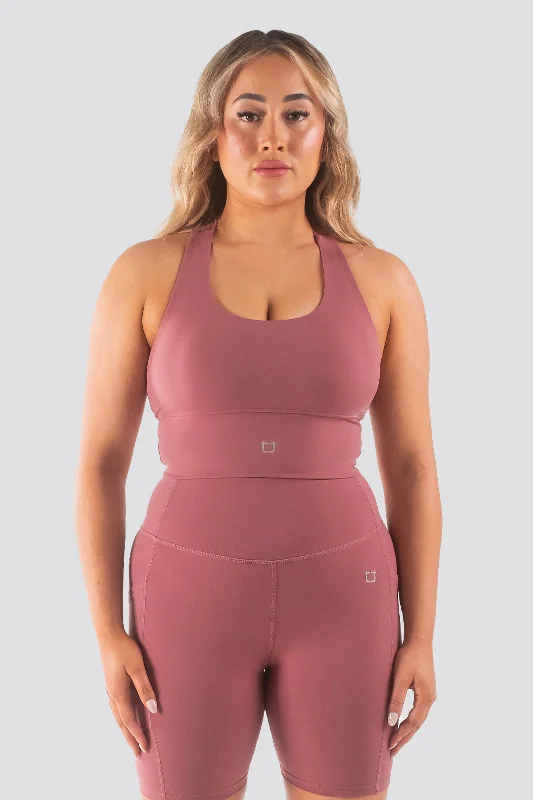 Wireless sports bras for better movement-Vibe X V2 Supportive Cropped Tank - Rose